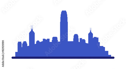 Hong kong skyline silhouette illustration of the modern asian cityscape perfect for travel blogs marketing materials and showcasing urban landscapes.