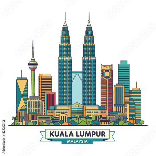 kuala lumpur skyline illustration of malaysias vibrant cityscape showcasing iconic skyscrapers and urban landmarks perfect for travel and architecture blogs