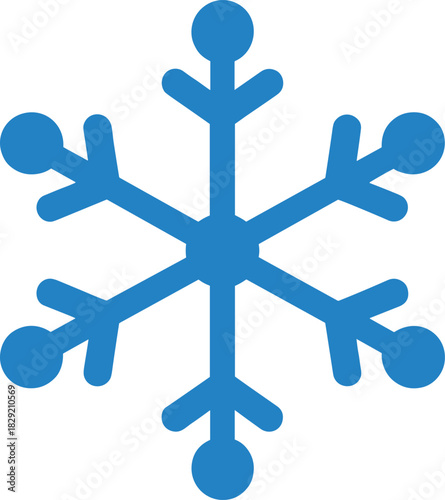 Simple Blue Six-Pointed Snowflake Vector Icon, Minimalist Graphic for Winter Weather and Cold Season Design