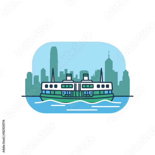 star ferry in hong kong crossing victoria harbor with iconic skyscrapers showcasing a vibrant cityscape and maritime travel perfect for tourism ads