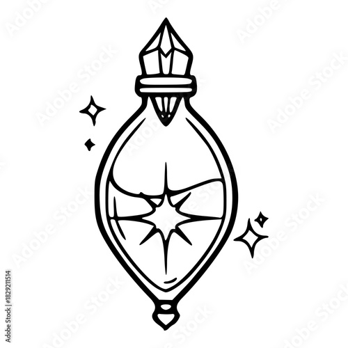 magic potion bottle with crystal stopper