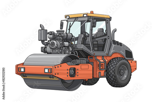 Realistic detailed vector illustration of a tandem roller