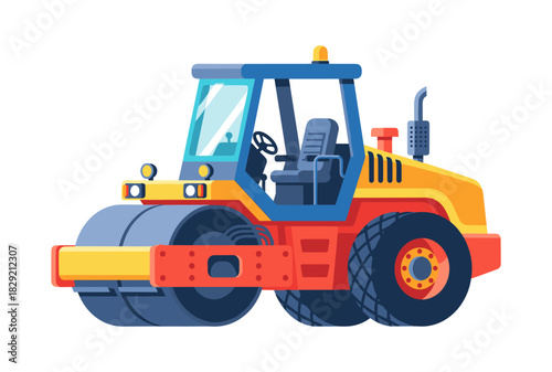 Flat vector illustration of a tandem roller