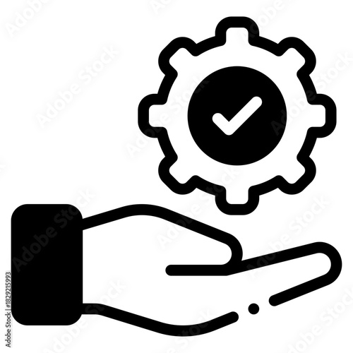 Hand Holding Gear with Checkmark