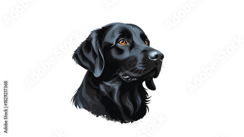 Black Labrador Dog Portraits, Detailed Black Labrador Head vector
