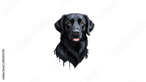 Black Labrador Dog Portraits, Detailed Black Labrador Head vector