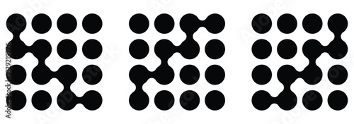 Diagonal metaball connected circles shape. Abstract nerve cell dots or computer nano net . eps 10