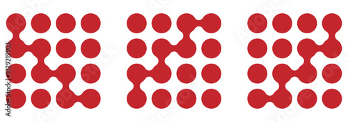 Diagonal metaball connected circles shape. Abstract nerve cell dots or computer nano net . eps 10