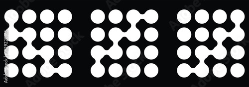 Diagonal metaball connected circles shape. Abstract nerve cell dots or computer nano net . eps 10