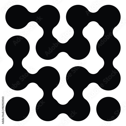 Diagonal metaball connected circles shape. Abstract nerve cell dots or computer nano net . eps 10