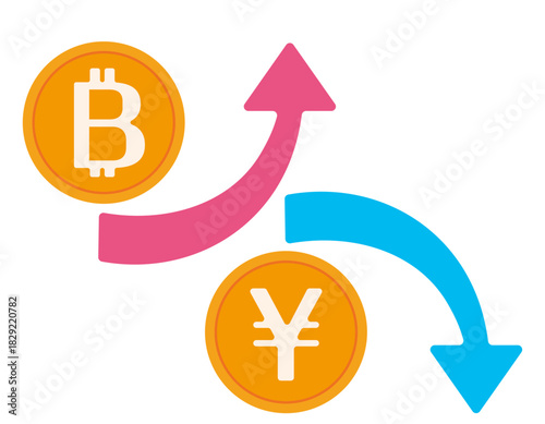 お金のイラスト　ビットコイン　仮装通貨