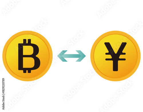 お金のイラスト　ビットコイン　仮装通貨