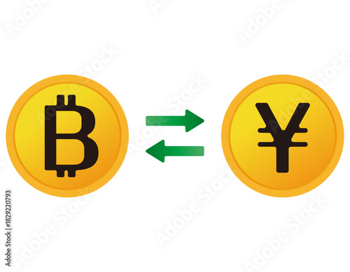 お金のイラスト　ビットコイン　仮装通貨