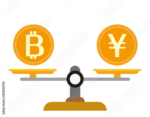 お金のイラスト　ビットコイン　仮装通貨