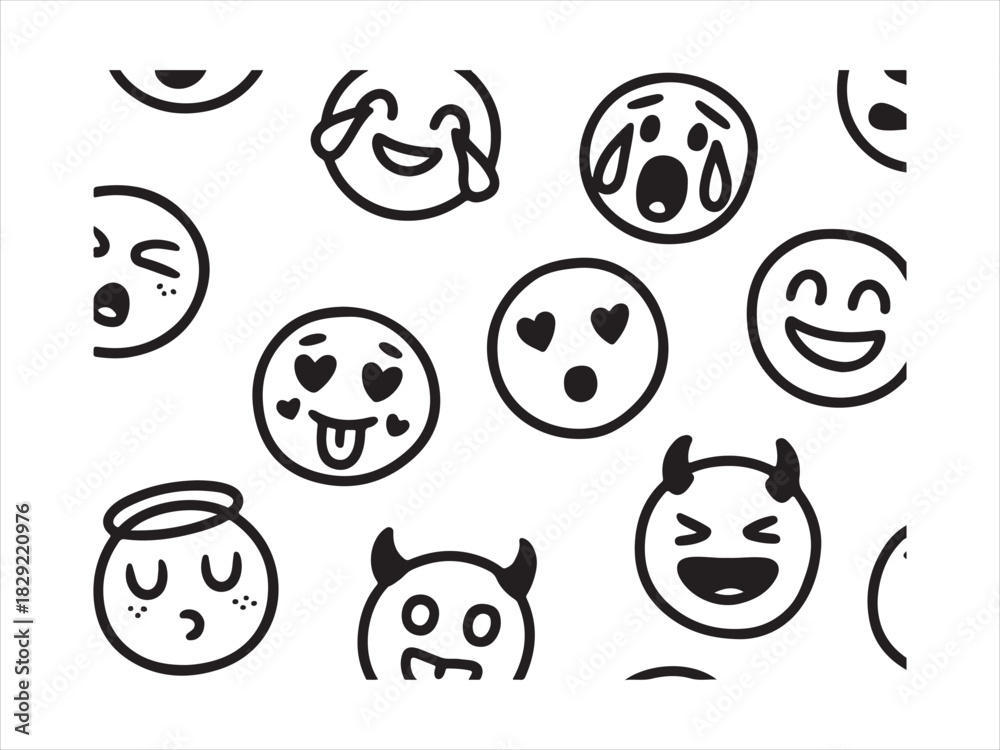 Obraz premium Emoji Face Expression Icon Set