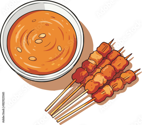 Delicious chicken satay skewers with creamy peanut sauce, perfect for Asian cuisine lovers, street food adventures, and flavorful dining experiences