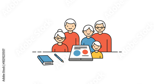 Extended family using a tablet gathering together watching content for multi-generational bonding ideal for lifestyle blogs family-friendly entertainment.
