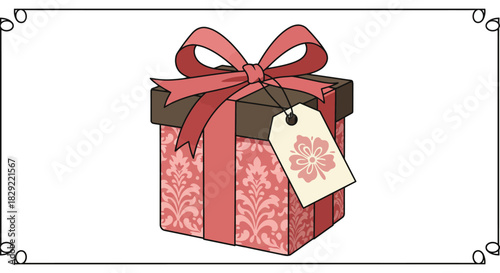 gift with a tag an elegantly wrapped present with a pink bow and floral pattern tag perfect for showcasing thoughtful gifts for birthdays.