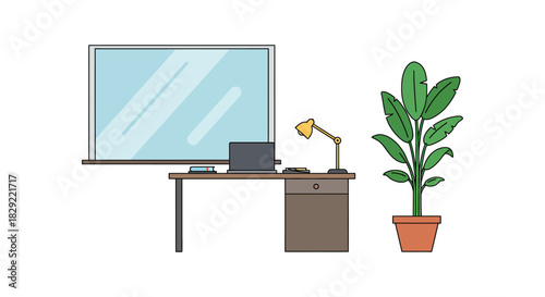 office desk setup with lamp working from home studying interior design for a blog post illustration of study space workspace freelance