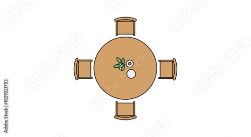 round dining table a top-down view with plates and greenery perfect for showcasing interior design and home decor concepts for food blog header indoors