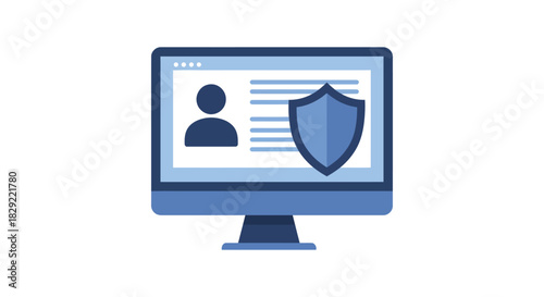 secure personal data on computer protecting user information with a shield icon on a desktop ensuring privacy and data protection measures