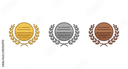 award medals with laurel wreaths gold silver and bronze symbolizing success achievement and recognition for corporate communications