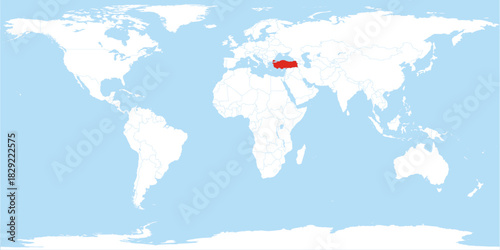World Map Country Turkey Highlighted Atlas