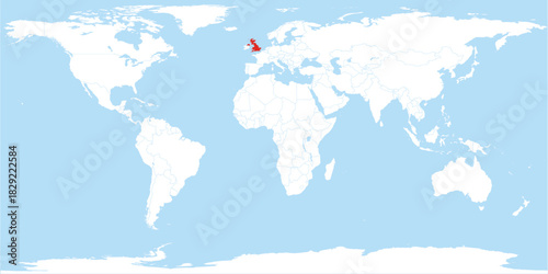 World Map Country UK Highlighted Atlas