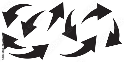 Set long black curve arrow icon vector . blackcurve arrow icon set. long arrow icon set. Set of curved arrows isolated on white background. Curved arrows