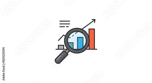 analyzing growth chart with magnifying glass indicating business analytics and success ideal for data-driven decisions in financial strategy reports