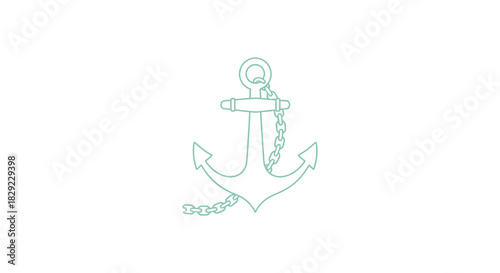 anchor illustration with chain nautical vessel element for maritime themed design ideal for branding postcards and seaside resort promotions