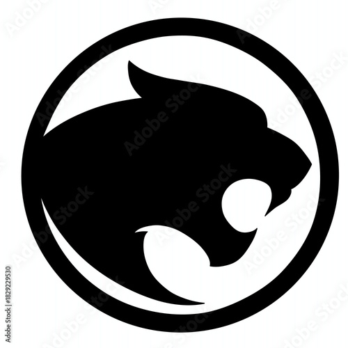 A bold black silhouette of a panther head inside a circle, conveying strength and a fierce, modern style.