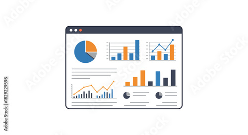 data analytics dashboard displaying key performance indicators pie charts bar graphs and trend lines illustrating data driven decisions for business insights.