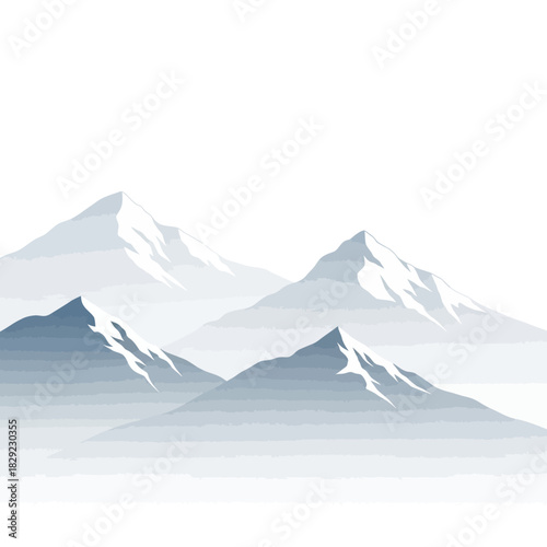 Wallpaper Mural Snow-capped mountain peaks rise in layers of mist and fog, creating a serene and breathtaking natural landscape Torontodigital.ca