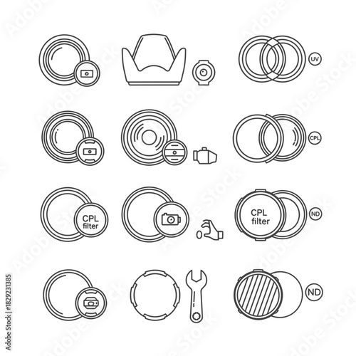 Professional photography lens filters and accessories set creating stunning visuals for commercial projects and creative endeavors