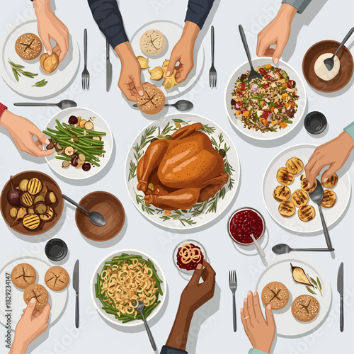 Modern Thanksgiving Dinner Flat Lay
