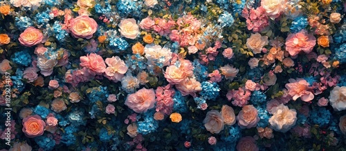 Colorful floral wall, event backdrop, wedding decor