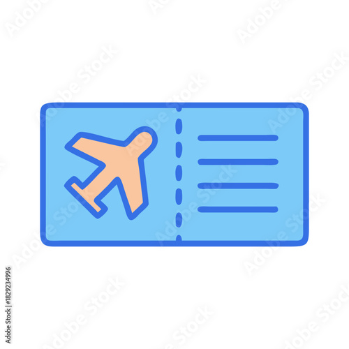 Stylized airplane ticket with flight details on black background