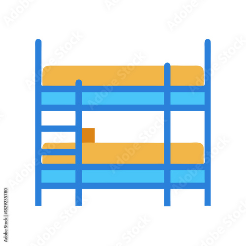 Simple blue bunk bed with yellow mattress illustration