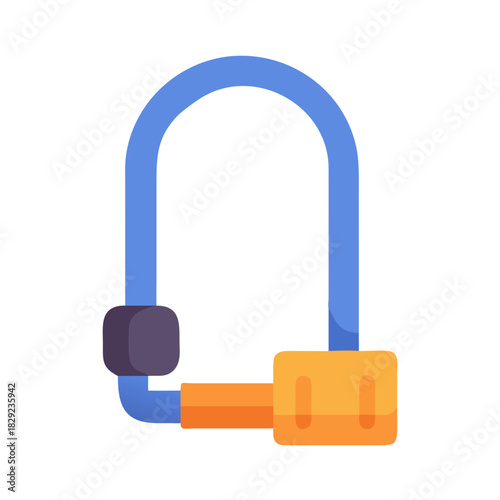Simple flat illustration of a blue and orange bicycle lock