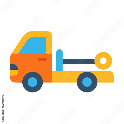 Tow truck graphic icon minimal style on black background