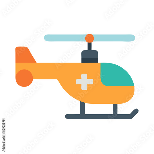 Flat design illustration of ambulance helicopter against black background