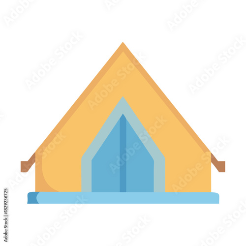 Flat design camping tent with black background illustration