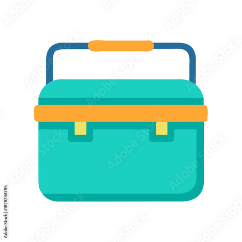 Isolated flat cooler illustration on black background, bright colors