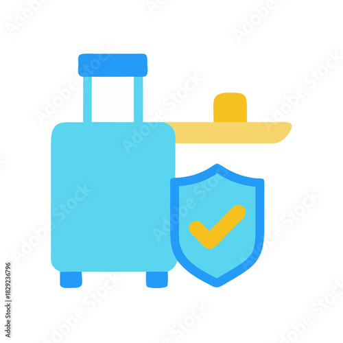 Protected travel insurance concept with suitcase and shield graphic