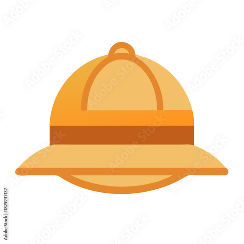 Pith helmet icon with clean line art style
