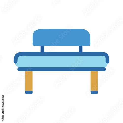 Stylized blue bench isolated on black background illustration