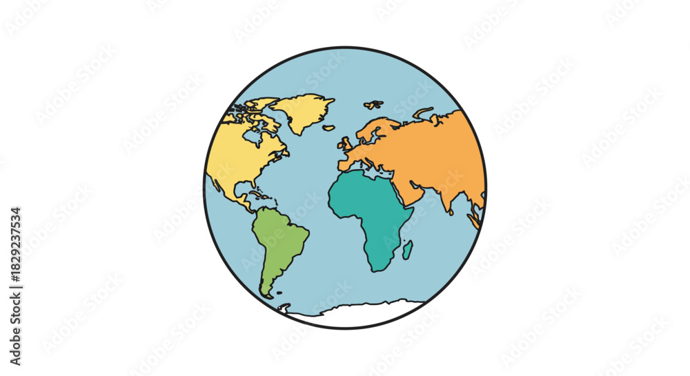 Fototapeta premium globe illustration showcasing continents ideal for educational materials and presentations about world geography climate change or travel destinations.