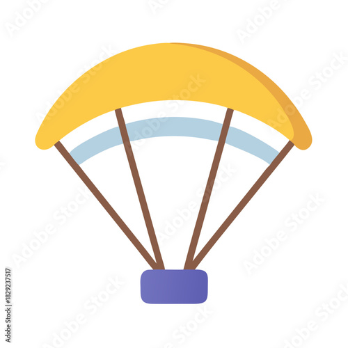 Simple flat parachute illustration against solid black background
