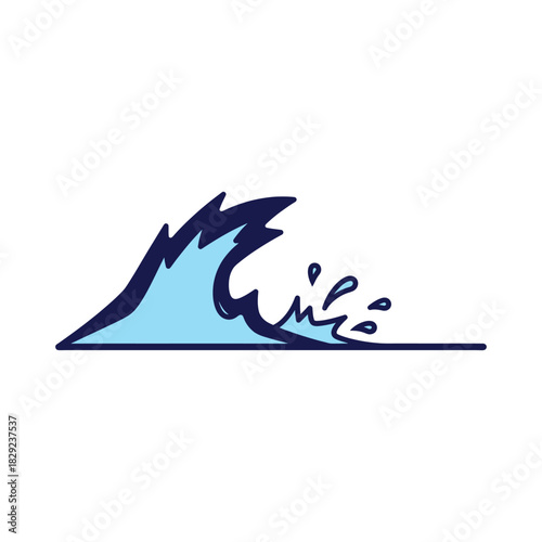 Blue wave crashing with splashing water on a bright sunny day, symbolizing the power and beauty of the ocean, creating a sense of calm and tranquility.